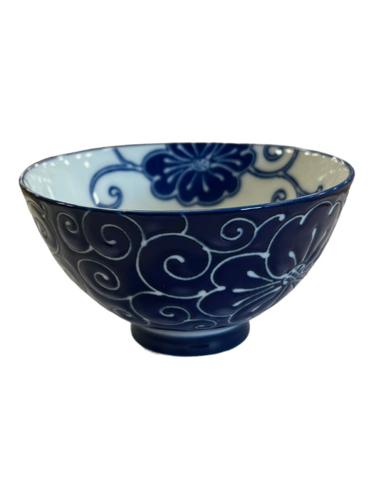 Rice Bowl - Blue w/ Blue Flowers