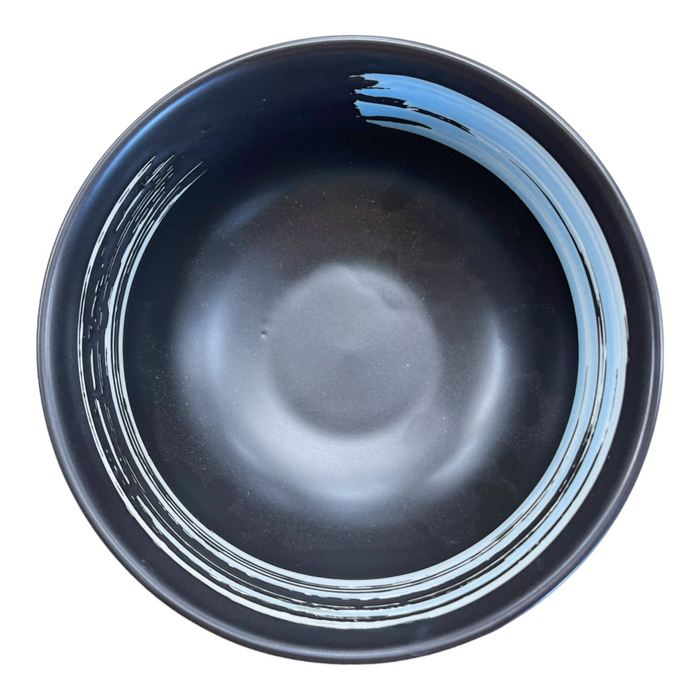 Soup Bowl - Black w/ White Swirl