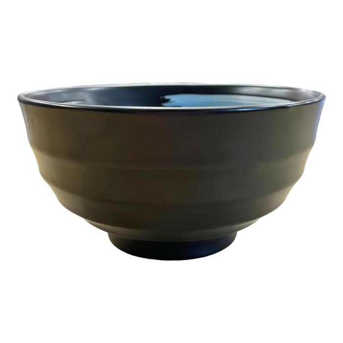 Soup Bowl - Black w/ White Swirl